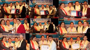 “आठौं मनास्लु राष्ट्रिय अवार्ड – २०८१” मा बरिष्ठ गायक बम बहादुर कार्की र बरिष्ठ गायिका चन्द्रकला शाह देखी हरेक क्षेत्रका ब्यक्तिहरु “एक बिधा एक स्टार” द्धारा सम्मानित