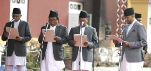 नवनियुक्त चार मन्त्रीले शपथ ग्रहण गरे नवनियुक्त चार मन्त्रीले शपथ ग्रहण गरे